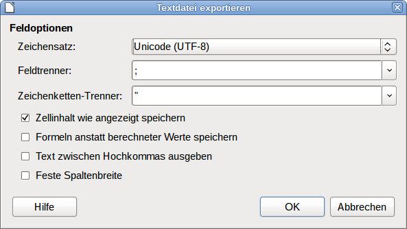 Strichpunkt als Trenner,nicht in doppelte Hochkommas eingeschlossen